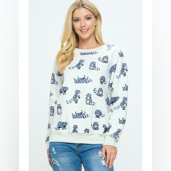 π¦ Raccoon Print Pullover Sweater Sweatshirt - Picture 2 of 11